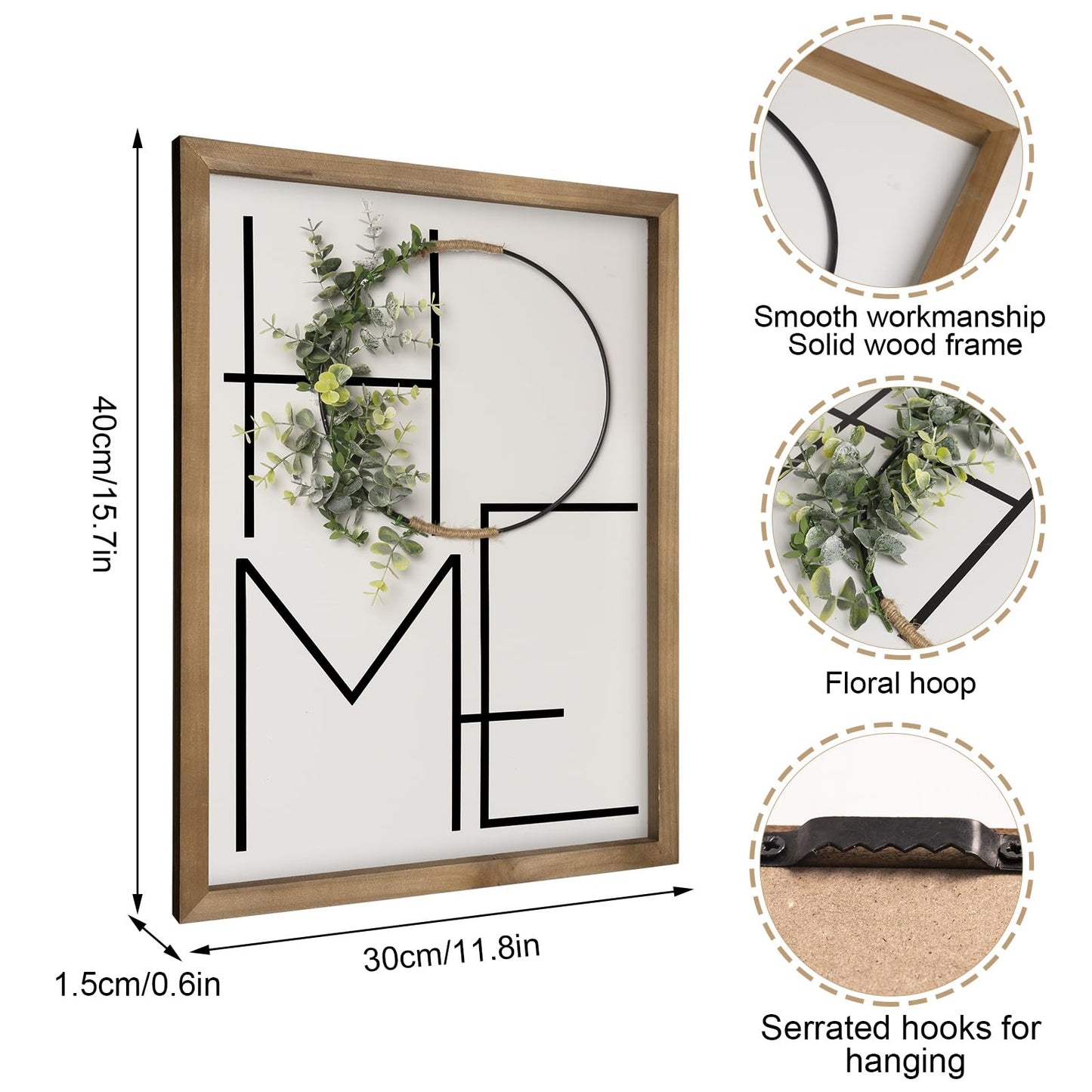 flangairy 15.7×11.8 Inch Home Sign Wall Decor, Wooden Home Letters Wall Art, Rustic House Decorations for Living Room Entryway Hallway Dining Room Farmhouse