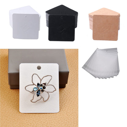WikoNasc 100Piece Kraft Brooch Pin Cards Square Brooch Display Holder Card Brown Earring-Tag for Selling Jewelry Craft Retail