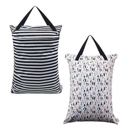 ALVABABY 2 Pack Large Wet Dry Bag Waterproof Hanging Cloth Diaper