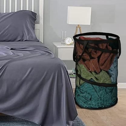 BATTOO 2 Pack Black X-Large Collapsible Laundry Basket Foldable Mesh Pop Up
