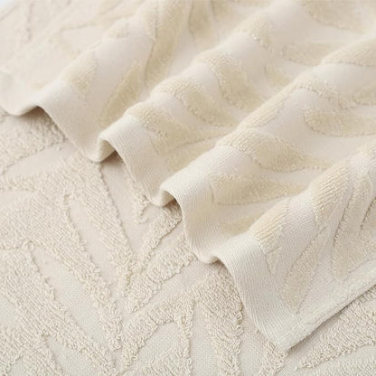 Pidada Hand Towels Set of 4 Leaf Pattern 100% Cotton Absorbent Soft Decorative