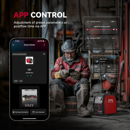 ARCCAPTAIN iControl Cut55 Pro Plasma Cutter, [APP Control] 55 Amp Non-Touch Pilot Arc 120V/240V Plasma Cutter Machine, Large LED Display and 2T/4T, 3/4 inch Maximum Cut, DC Inverter IGBT