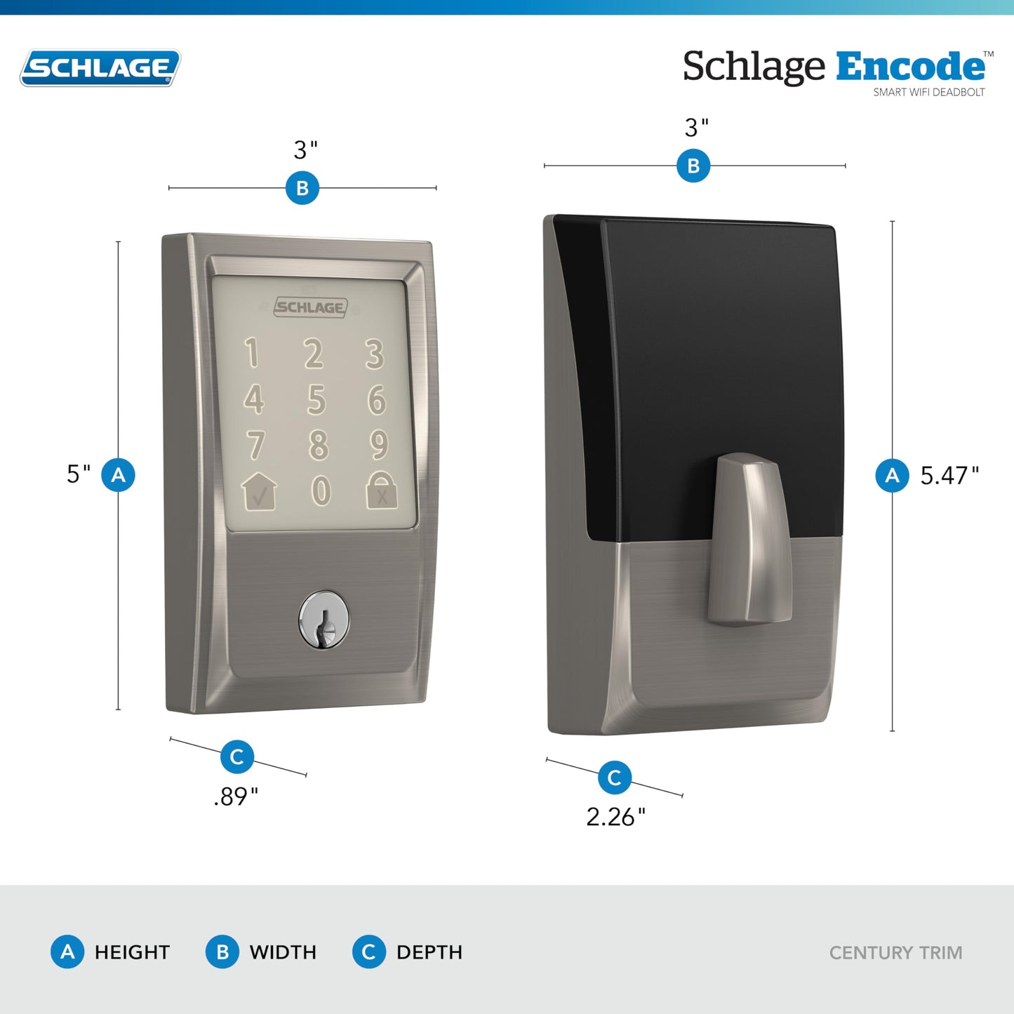 Schlage Encode Smart WiFi Deadbolt Lock for Front Door - Keyless Entry with App or Touchscreen - Works with Alexa, Hey Google, & Airbnb - Create Codes for Guests - Matte Black