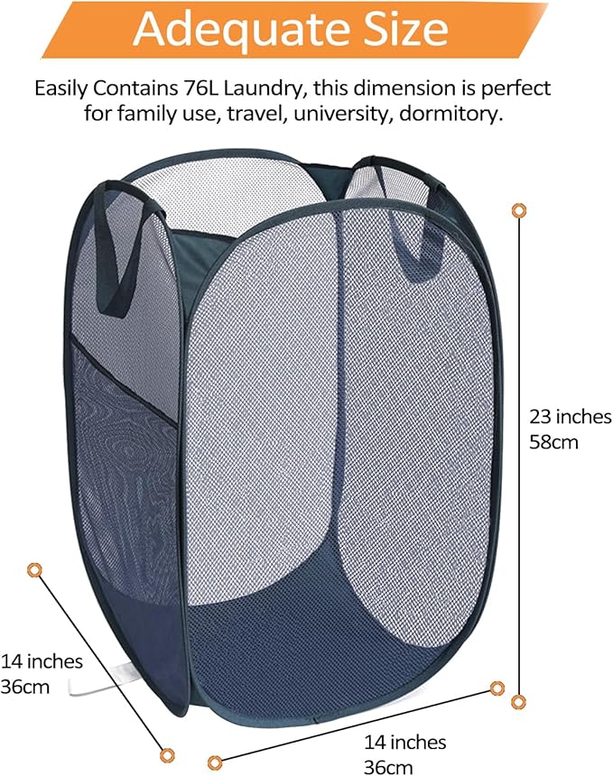 2 Pcs Durable Collapsible Laundry Baskets