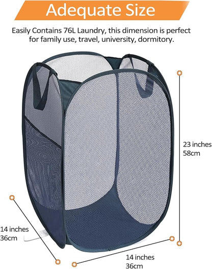 2 Pcs Durable Collapsible Laundry Baskets