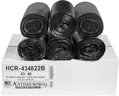 Aluf Plastics High Density Trash Bags, 56 Gallon, 22 Micron,