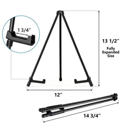 Somime 14" High Tabletop Instant Display Easel - Black Steel Small Tripod Easel Stand with Adjustable Holders for Pictures, Paintings, Posters and Store Signs(2 Pack)