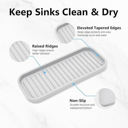 Silicone Sponge Holder Kitchen Sink Organizer Tray Dish Caddy Soap Dispenser