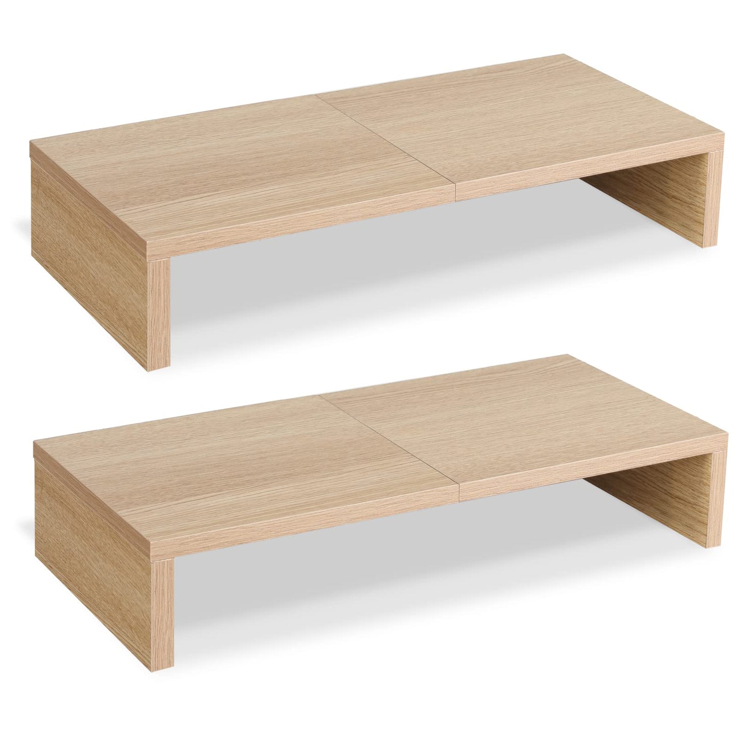 TEAMIX 2 Pack Monitor Stand Riser-20 inch, Wooden Desktop Riser for TV/PC/Laptop/Printer, Cozy Monitor Riser with Storage, Computer Stand Space-Saving