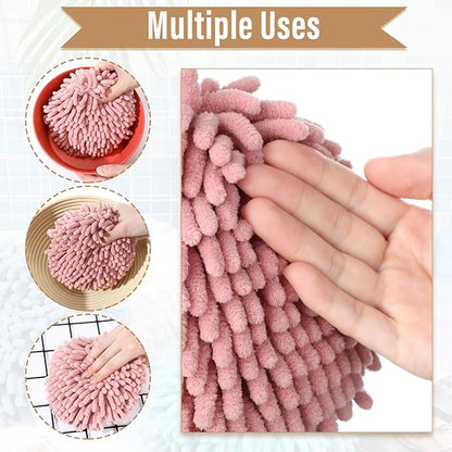 Macarrie 12 Packs Fluffy Towel Chenille Hand Towel Absorbent Fast Drying Hand
