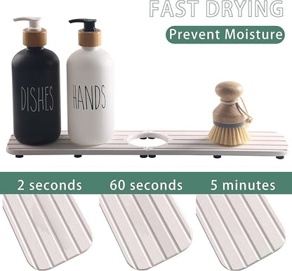 17inch x 4inch Kitchen Sink Faucet Mat, Water Absorbing Stone Faucet Splash