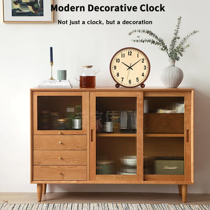 Maxspace Wooden Table Clock,8in Silent Non-Ticking Desk Clock,Battery Operated Desktop Analog Clock for Living Room Bedroom Kitchen Office Classroom Decor (Walnut)