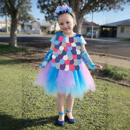Kavoc Rainbow Costume Set Includes Rainbow Tutu Skirt Mermaid Scale Fabric Pieces Book Story Character Costume Accessories for World Book Day Cosplay Party Supplies