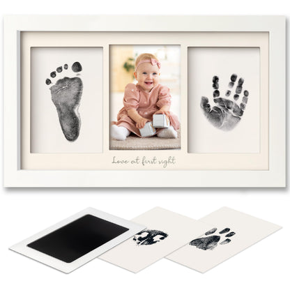 Inkless Hand and Footprint Kit, Boy, Girl, Newborn Keepsake - No Mess Ink Pad for Baby Handprint,Clean Touch Paw Print Kit for Dog Picture Frame,Personalized Baby Christmas Shower Gifts(Alpine White)