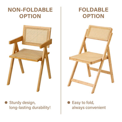 Furlide Rattan Dining Chairs Set of 2, Modern Mid Century Accent Chairs, Comfy Armchairs, Outdoor Rattan Chairs with Armrest for Bedroom Living Room Reading Room Dining Kitchen