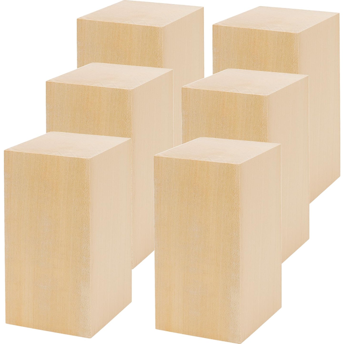 KINJOEK 6 PCS 6 x 3 x 3 Inch Basswood Carving Blocks, Large Unfinished Whittling Wood Blocks for Wood Carving and Craft