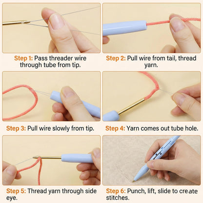 ZMHKJZDQ Punch Needle Kits for Beginners,DIY Punch Needle Embroidery with Fabric, Hoops, Yarns and Sewing Needles for Adults Children Festival Gift and Home Decor, 20x20cm (Bow Highland Cow)