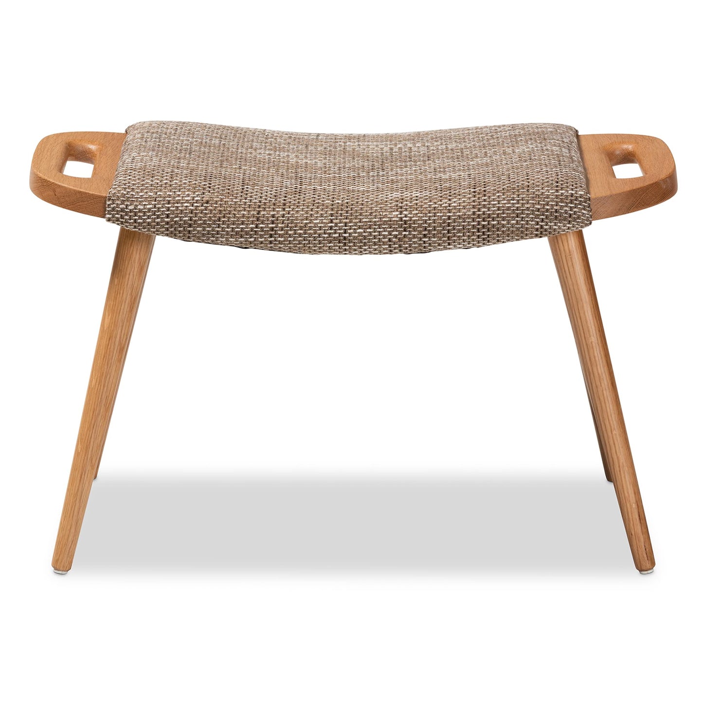 Baxton Studio Banner Mid-Century Modern Light Brown Fabric Upholstered and Oak Brown Finished Wood Accent Bench