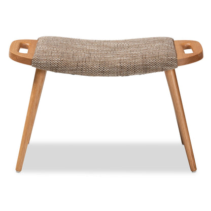 Baxton Studio Banner Mid-Century Modern Light Brown Fabric Upholstered and Oak Brown Finished Wood Accent Bench