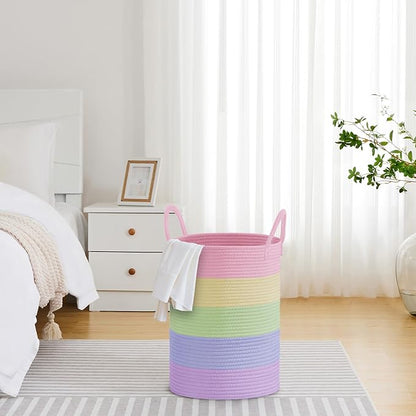 VIPOSCO Large Laundry Hamper, Tall Woven Rope Storage Basket