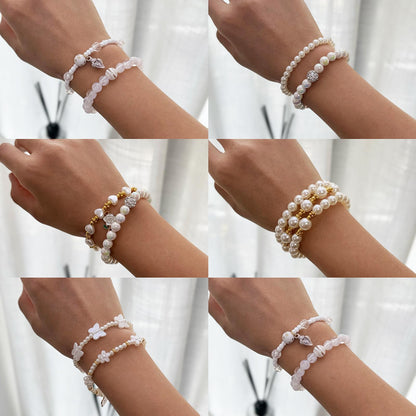 1900PCS Pearl Beads for Bracelets, Beige Acrylic Round Beads for Jewelry Making Gold Spacer Bead Pumpkin Heart Flower Bow Buterfly Bead Flower Charms for DIY Crafts