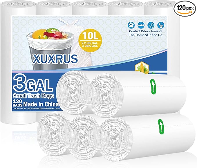 XUXRUS Bathroom Small Trash Bags 3 Gallon Garbage Bags