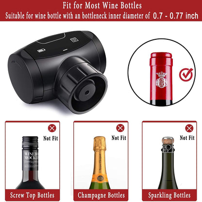 Electric Wine Stoppers, Automatic Wine Vacuum Pump, Reusable Wine Bottle Stoppers Cork Saver Plug & Sealer, Best Gift for Wine Lover