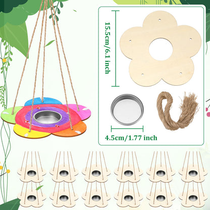 DoubleFill 48 Pcs Bird Feeder Craft Kits for Ages 3-8 Arts and Crafts DIY Wooden Painting Kits Outdoor Toys Party Favor Gifts
