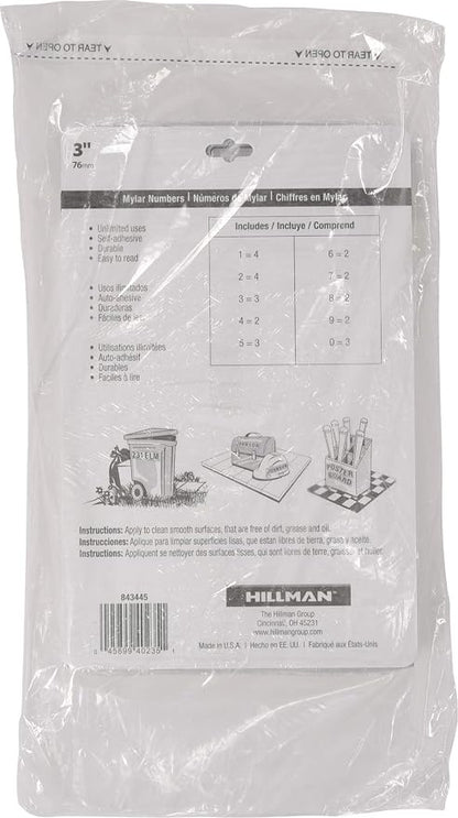 Hillman 843445 Reflective Adhesive Mailbox Number Pack, 3", Black and White
