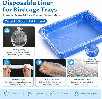 Disposable Small Animal Cage Liners – Pack of 100 Waterproof Plastic Sheets, 3-Second Quick Clean, for Rabbits, Guinea Pigs, Hamsters, Chinchillas, Hedgehogs & Birds | Pet Tray & Litter Box