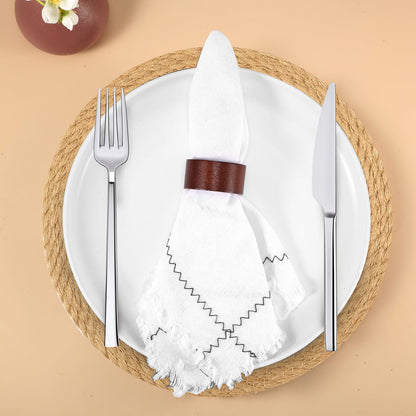 Newtay 16 Pcs Wedding Table Supplies Round Woven Placemats 11.8 '' Wooden Napkin Rings Braided Dining Natural Table Mats Weddings Dinner Parties Kitchen Centerpieces Tabletop Decoration