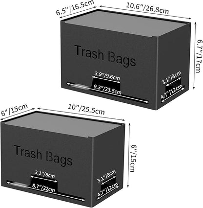 STWWO 2-Pack Trash Bag Holder Dispenser, Stackable Garbage Bag Dispenser, Extra Large Trash Organizer for Kitchen Laundry Under Sink, Wall Mounted or Freestanding, Metal Black