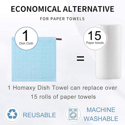 Homaxy 100% Cotton Terry Kitchen Dish Cloths, Ultra Soft and Absorbent Dish