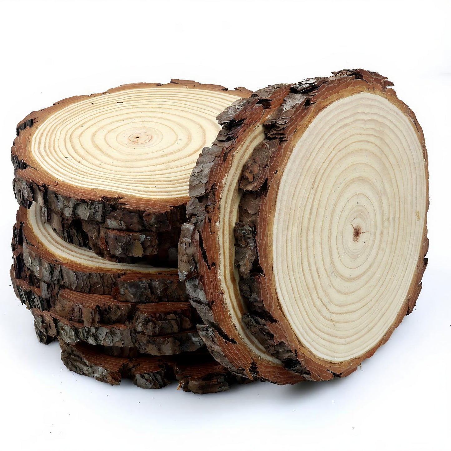 Large Wood Slices for Centerpieces, Natural Rustic Wooden Rounds, 8-9 Inch, Set of 10, for Wedding Tables, Events, Home Decor