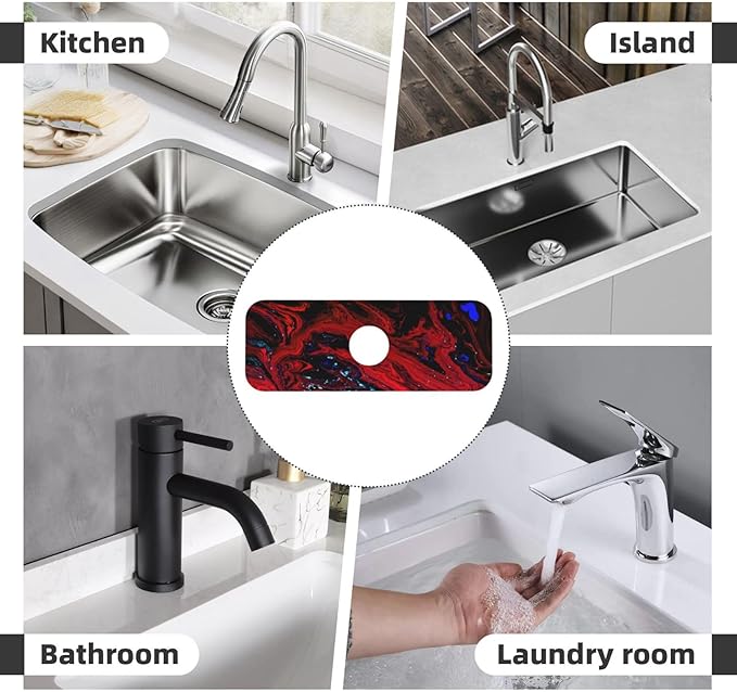 Red marble Kitchen sink faucet pad, strong water absorption, anti slip