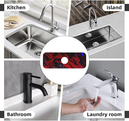 Red marble Kitchen sink faucet pad, strong water absorption, anti slip