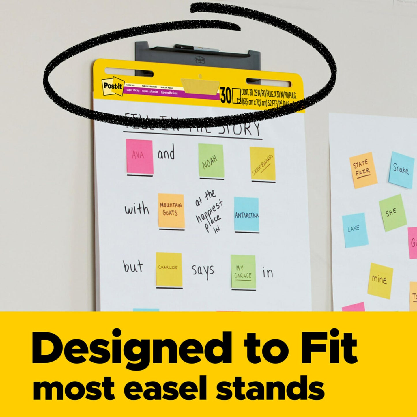 Post-it Self-Stick Mini Easel Pad, 15 in x 18 in, 20 Sheets/Pad, 3 Pads, Great for Virtual Teachers and Students (577-3PK)