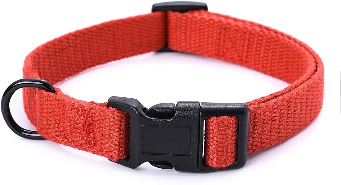 Mile High Life Dog Collar Puppy Collar, Dog Collars for Small Dogs Soft and Strong Poly Cotton Fabric, Blue, Medium Neck 13""-17"" -40 lb, Red