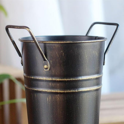 Metal Umbrella Stand Standing Umbrella Holders Bin Canes , Perfect for Entryway and Porch Use, Ideal Organizer for Home and Office Rustic Floral Bucket Floor Vase for Entryway Porch Indoor (White)