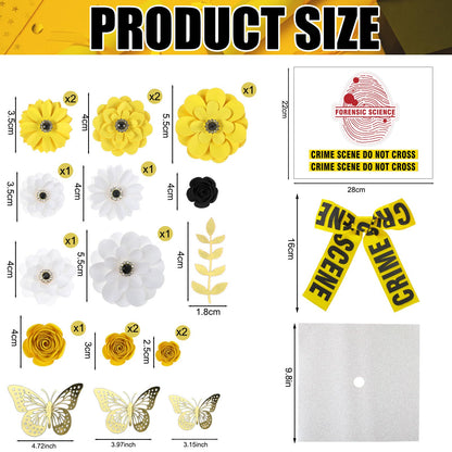 Gersoniel Criminal Justice Graduation Decorations Glitter Grad Cap Topper Graduation DIY Accessory Kit Included Paper Flowers Crime Scene Printed Bow Scale Sticker for Hat(Stylish)