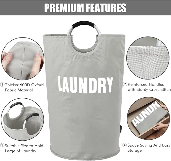 DOKEHOM 160L XX-Large Laundry Basket, Collapsible Laundry Bag, Foldable Laundry
