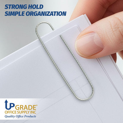 Upgrade Office Supply Jumbo Paper Clips, Non Skid, 1.9 Inch, 600 Count, 6 Boxes of 100, Silver Steel Wire Clips, Made in USA