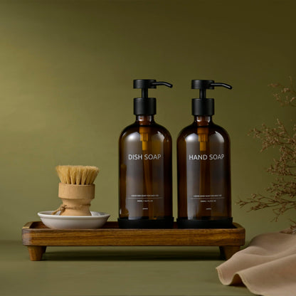 Janxin Bathroom Tray for Counter,Vanity Tray,Soap Dispenser Tray for Kitchen Sink, Kitchen and Home Decor (Acacia)