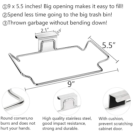 2 Pcs Large Stainless Steel Trash Bag Holder