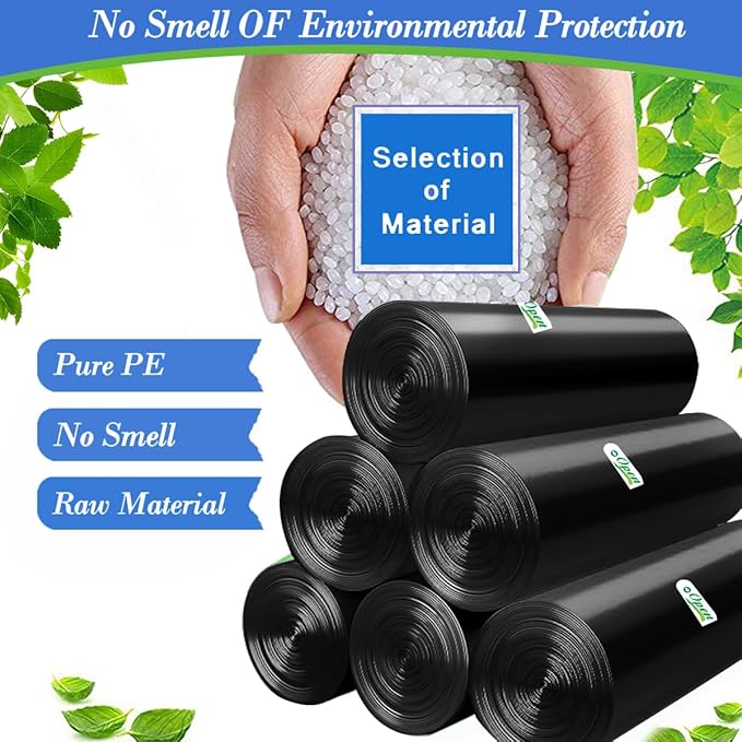 8 Gallon 60pcs Medium Black Trash Bags Strong Black Garbage Bags, Bathroom
