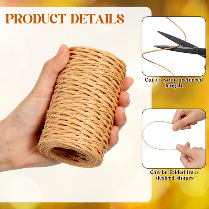 Threlaco 3 Roll 164 Feet Floral Wire Rustic Vine Bind Wire for Wreath Making, Flower Bouquets, Gift Wrapping, DIY Craft, Wedding Decor(Light Brown)