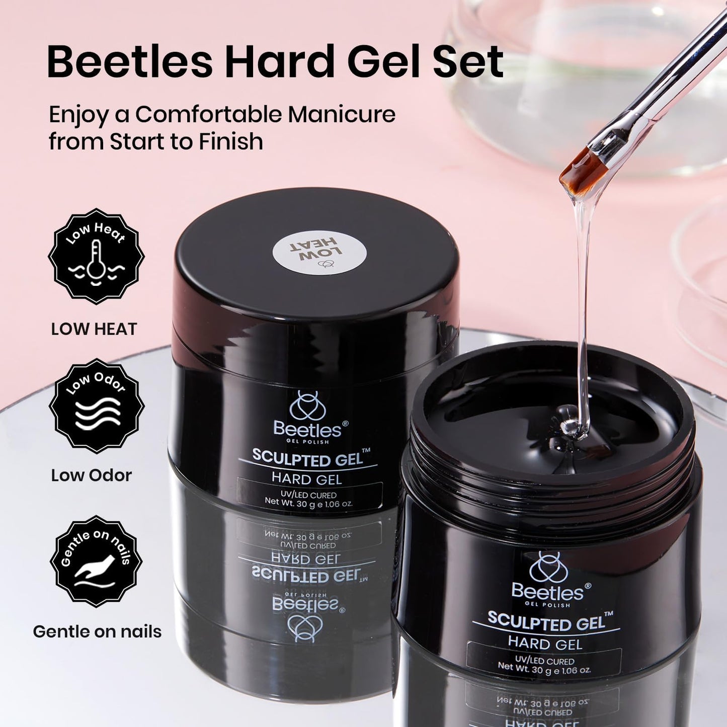 Beetles Builder Gel for Nails-3 Colors 9 in 1 Nail Extension Sculpting Building Clear Nude Pink Hard Gel Kit with Base Top Coat for Pros Women,UV & LED Lamp Cured Needed