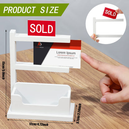 Weysat Real Estate Business Card Holder Display Wooden Real Estate Agent Supplies Farmhouse Business Card Stand Organizer for Office Reception (Rustic)
