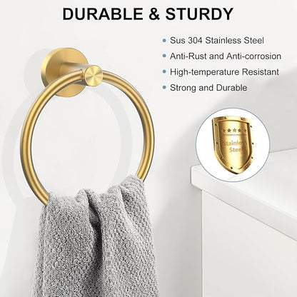 SetSail Towel Holder Screw-in Gold Towel Ring