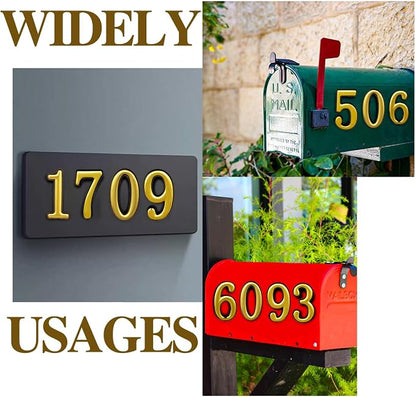 opasyo 20 Pieces Mailbox Numbers for Outside 3.8 inch 0-9 Self-Adhesive Mail Box Numbers,3D Gold House Numbers for Mailbox, Apartment, House, Trash Bins,Office Hotel Room (Gold, 3.8inch)